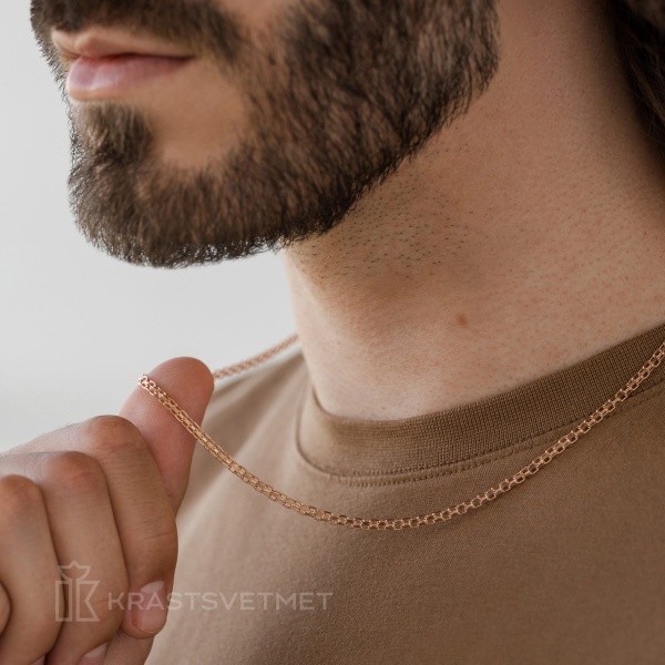 Цепь из красного золота 585, плетение «Бисмарк»